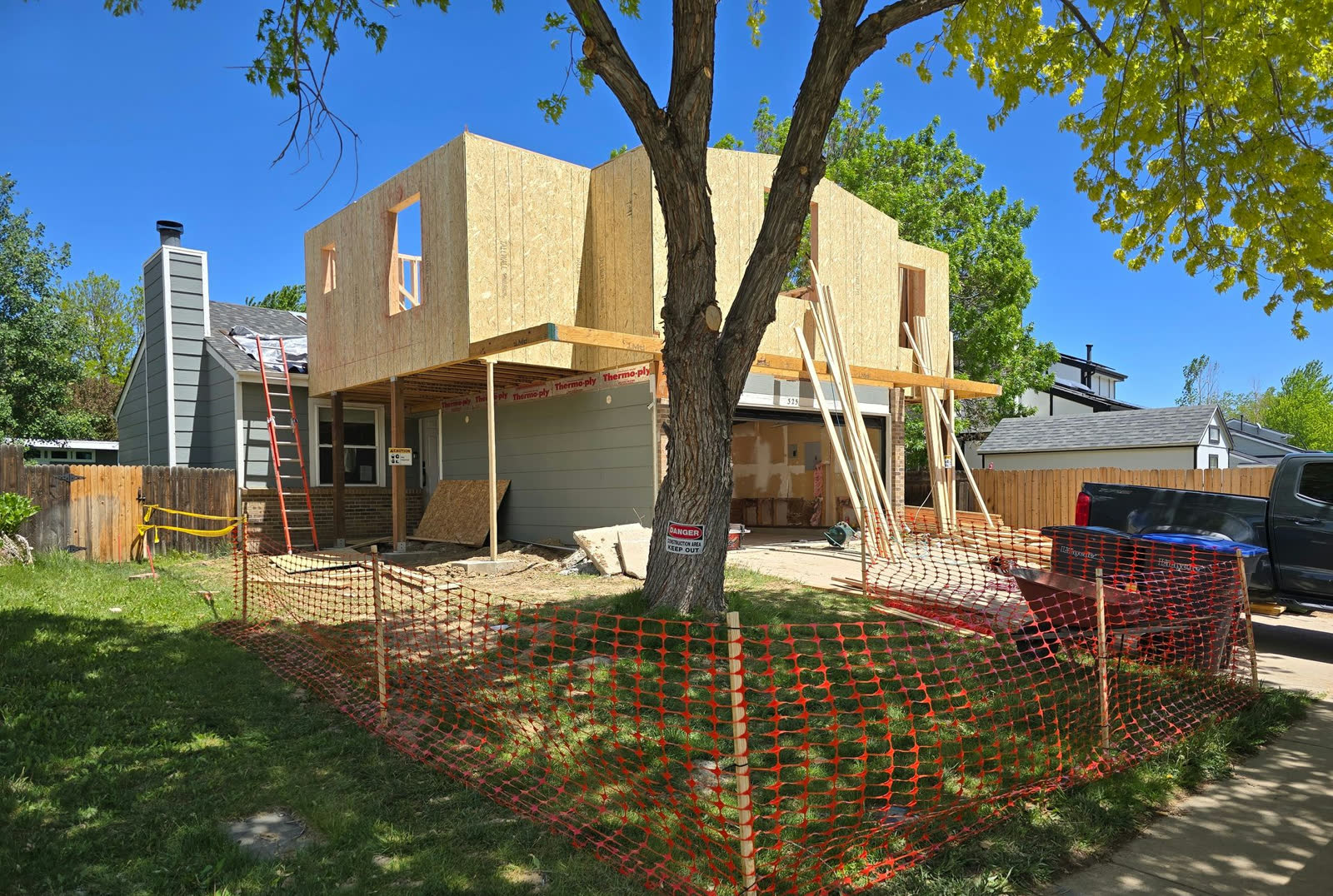 Two-storey home addition under construction