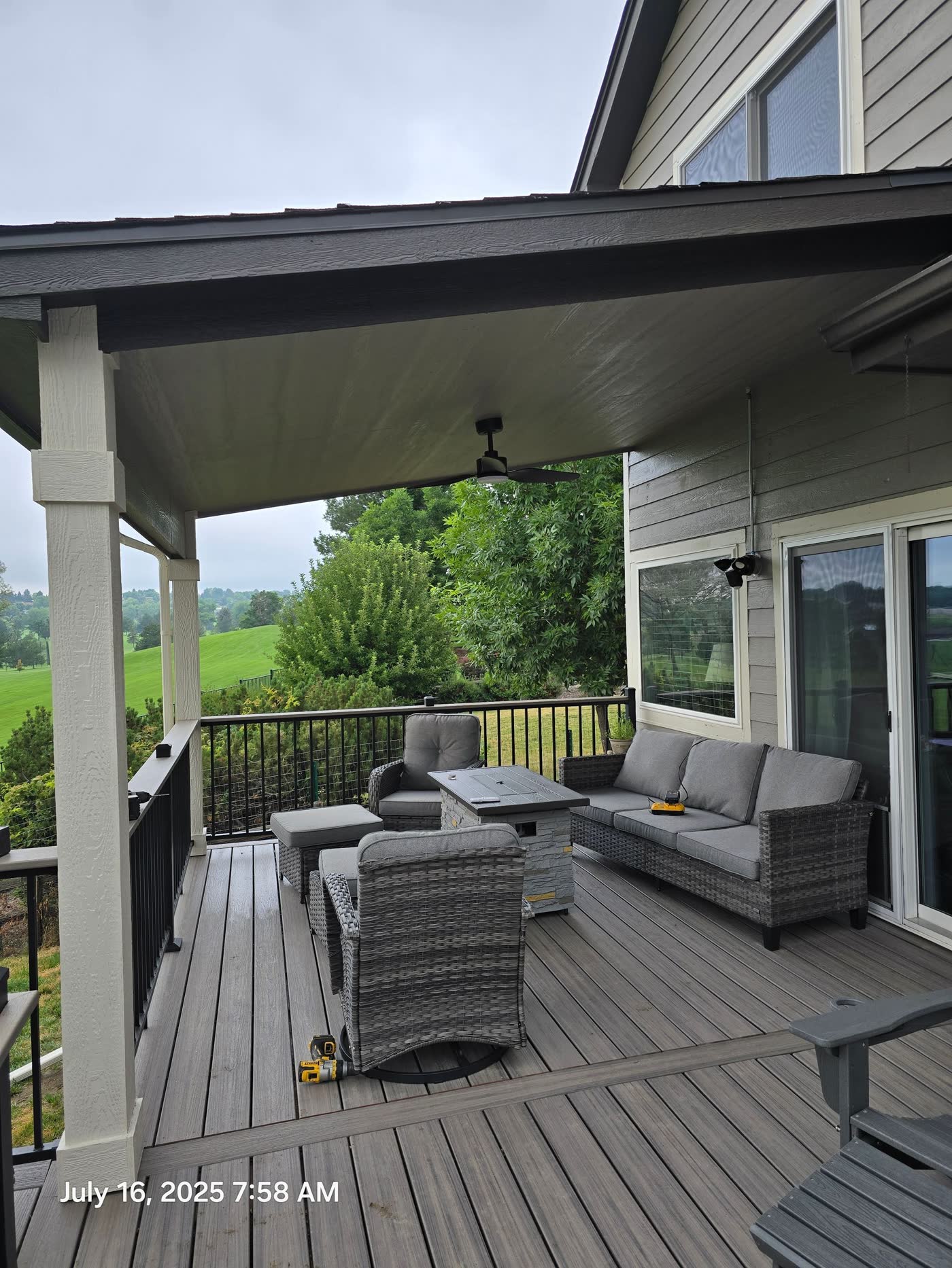 Covered deck with outdoor sofa